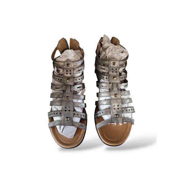 NIB Comfortview Gladiator Metallic Sandals Zip Closure 9.5WW - Picture 4 of 7